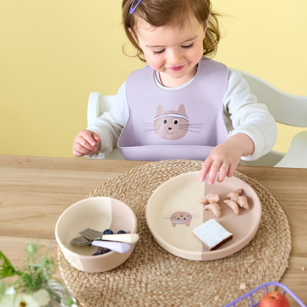 Lässig Siliconen bestekset Tiny Team Cat - 3 stuks