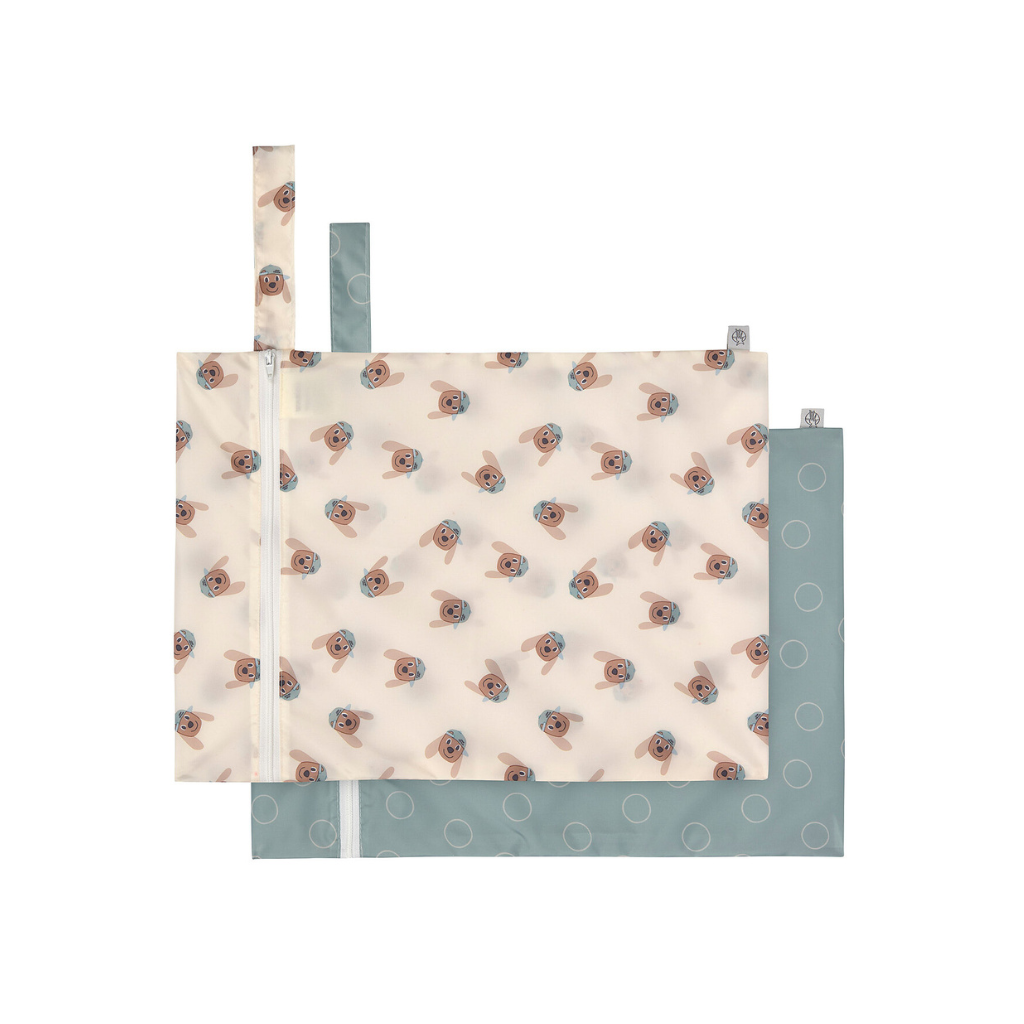 Lässig Wetbag Dog Beige/Groen – 2 stuks