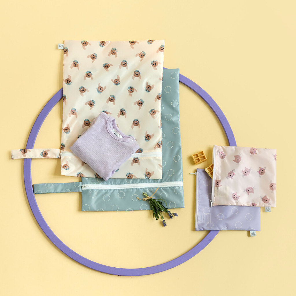 Lässig Wetbag Dog Beige/Groen – 2 stuks