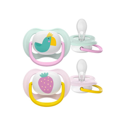 AVENT Sucette 0-6 mois Ultra Air oiseau/fraise - 2 pièces