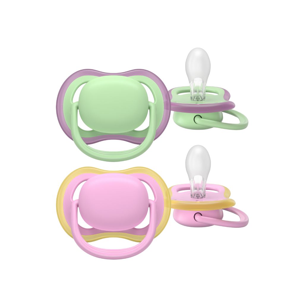 AVENT Sucette 6-18 mois Ultra Air rose/vert - 2 pièces