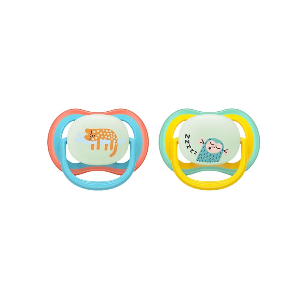 AVENT Sucette Ultra Air Nighttime Glow in the Dark +18 M singe/chat - 2 pièces