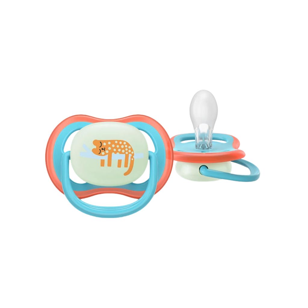 AVENT Sucette Ultra Air Nighttime Glow in the Dark +18 M singe/chat - 2 pièces