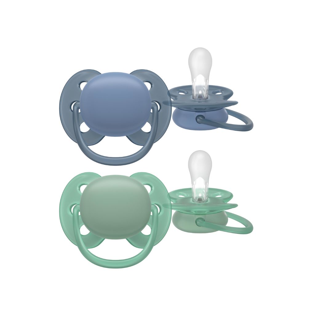 AVENT Sucette 6-18 mois Ultra Soft bleu/vert - 2 pièces