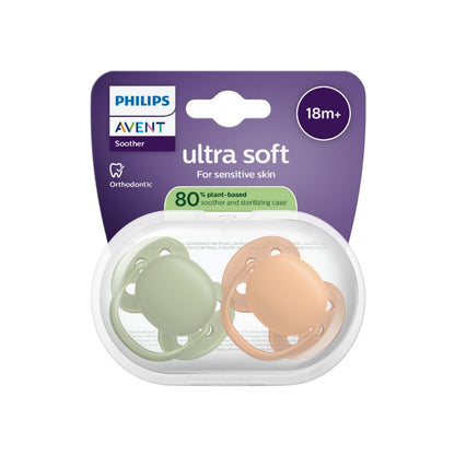 AVENT Sucette +18 mois Ultra Soft terracotta/kaki - 2 pièces