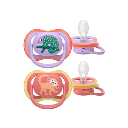 AVENT Sucette +18 mois Ultra Air Lilas/fuchsia design - 2 pièces