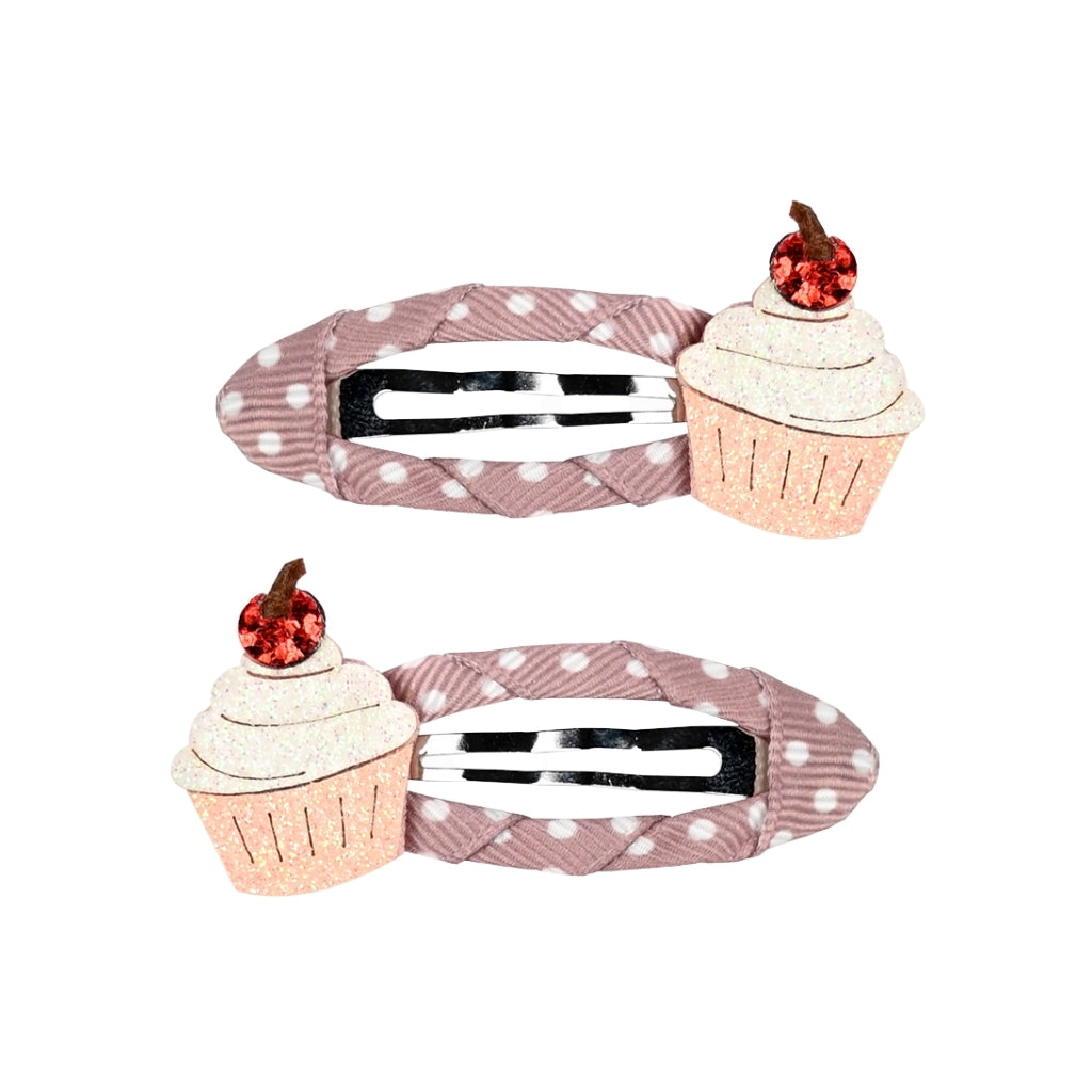 Busy Lizzie Haarclips met Cupcake Paars – 2 stuks