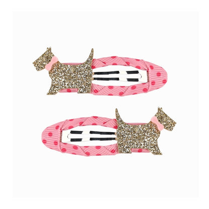 Busy Lizzie Barrettes avec teckel rose – 2 pièces