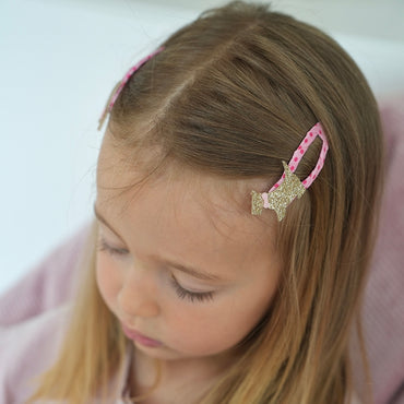 Busy Lizzie Haarclips met Teckel Roze – 2 stuks