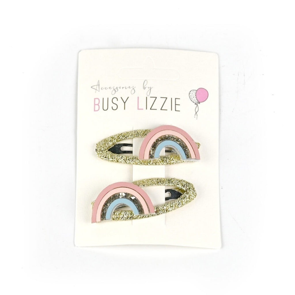 Busy Lizzie Haarclips met Regenboog Goud – 2 stuks
