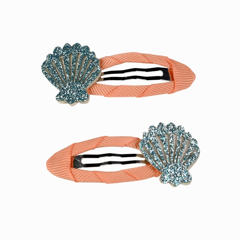 Busy Lizzie Haarclips met Schelp Oranje – 2 stuks