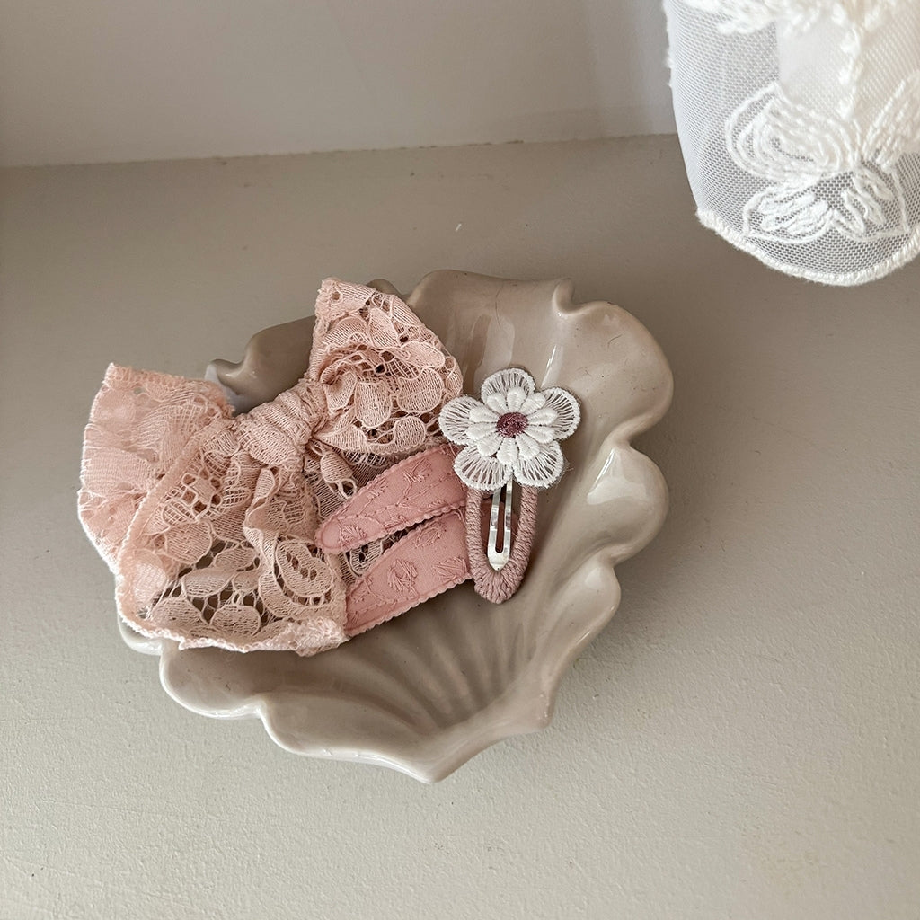 Busy Lizzie Haarclips met Bloemen Roze – 2 stuks