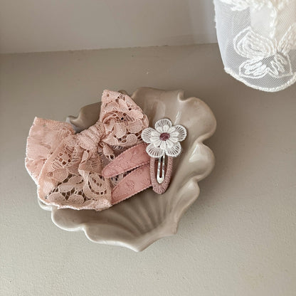 Busy Lizzie Haarclips met Bloemen Roze – 2 stuks