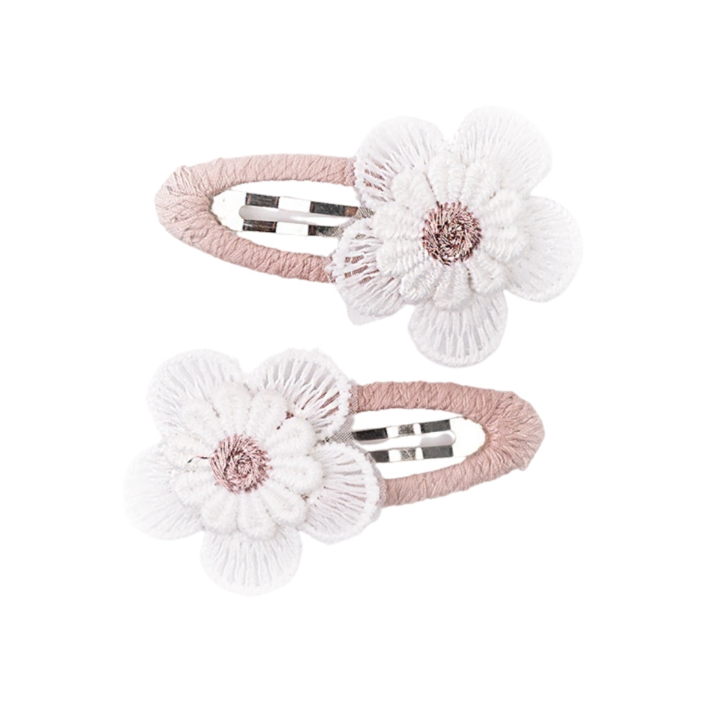 Busy Lizzie Haarclips met Bloemen Roze – 2 stuks