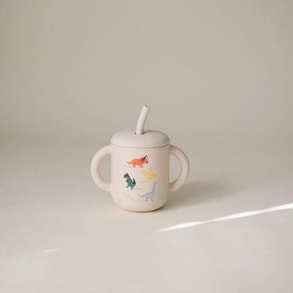 Mushie Siliconen Oefenbeker met Rietje Dino Veelkleurig