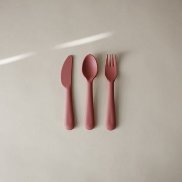 Mushie Set de couverts Dusty Rose - 3 pièces
