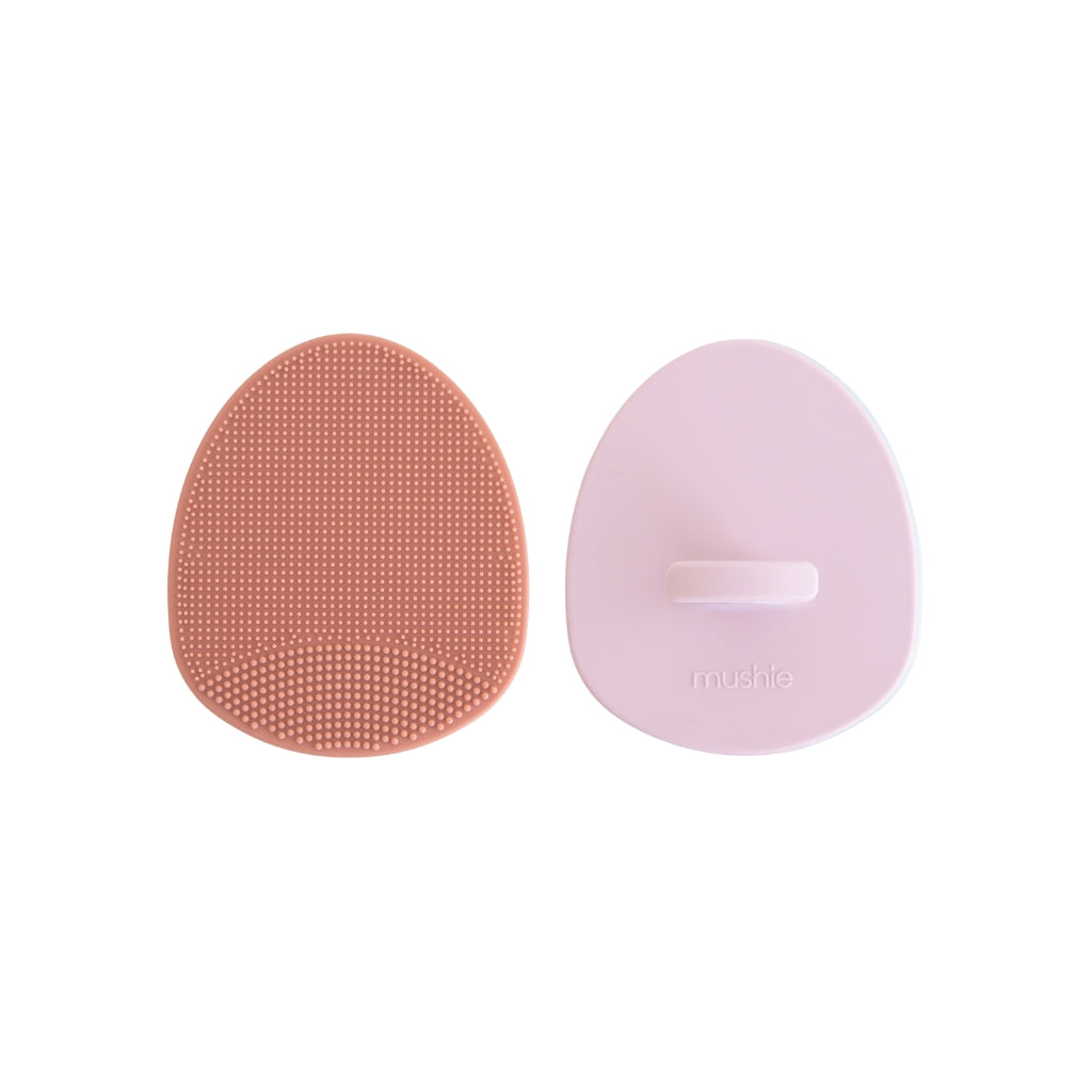Mushie Cradle Cap Borstel Rose & Soft Lilac – 2 stuks