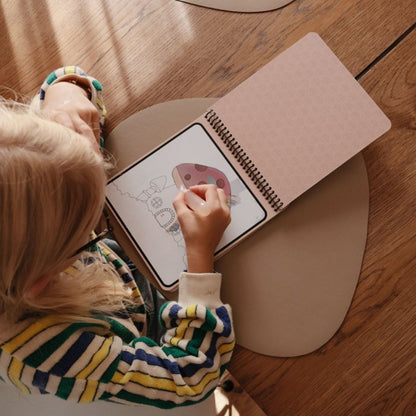 Mushie Herbruikbaar Waterverfboek Voertuigen Blauw