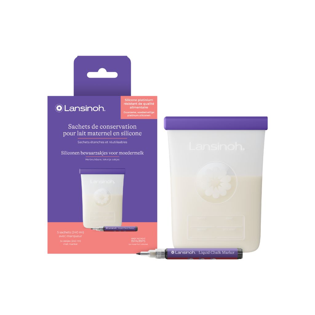 Lansinoh Sachets de conservation en silicone pour lait maternel blancs – 5 pièces