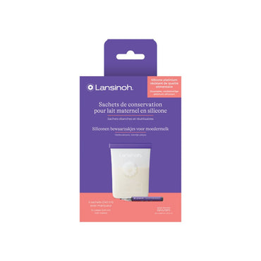 Lansinoh Sachets de conservation en silicone pour lait maternel blancs – 5 pièces
