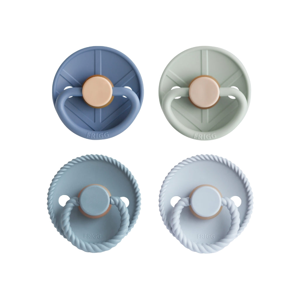 Frigg Fopspeen Latex Set Skyline & Serenity M2 Blauw/Groen – 4 stuks