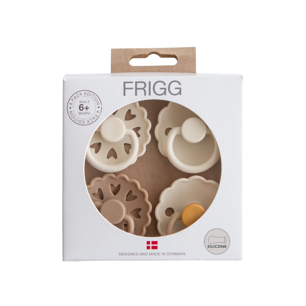 Frigg Fopspeen Silicoon Snowflake Dream M2 Beige/Bruin – 4 stuks