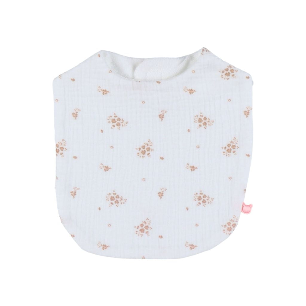 Noukie's Slabbetjes Bio Mousseline Vintage Flowers Roze/Wit – 3 stuks