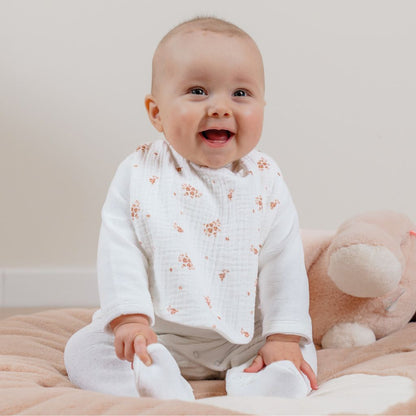 Noukie's Slabbetjes Bio Mousseline Vintage Flowers Roze/Wit – 3 stuks