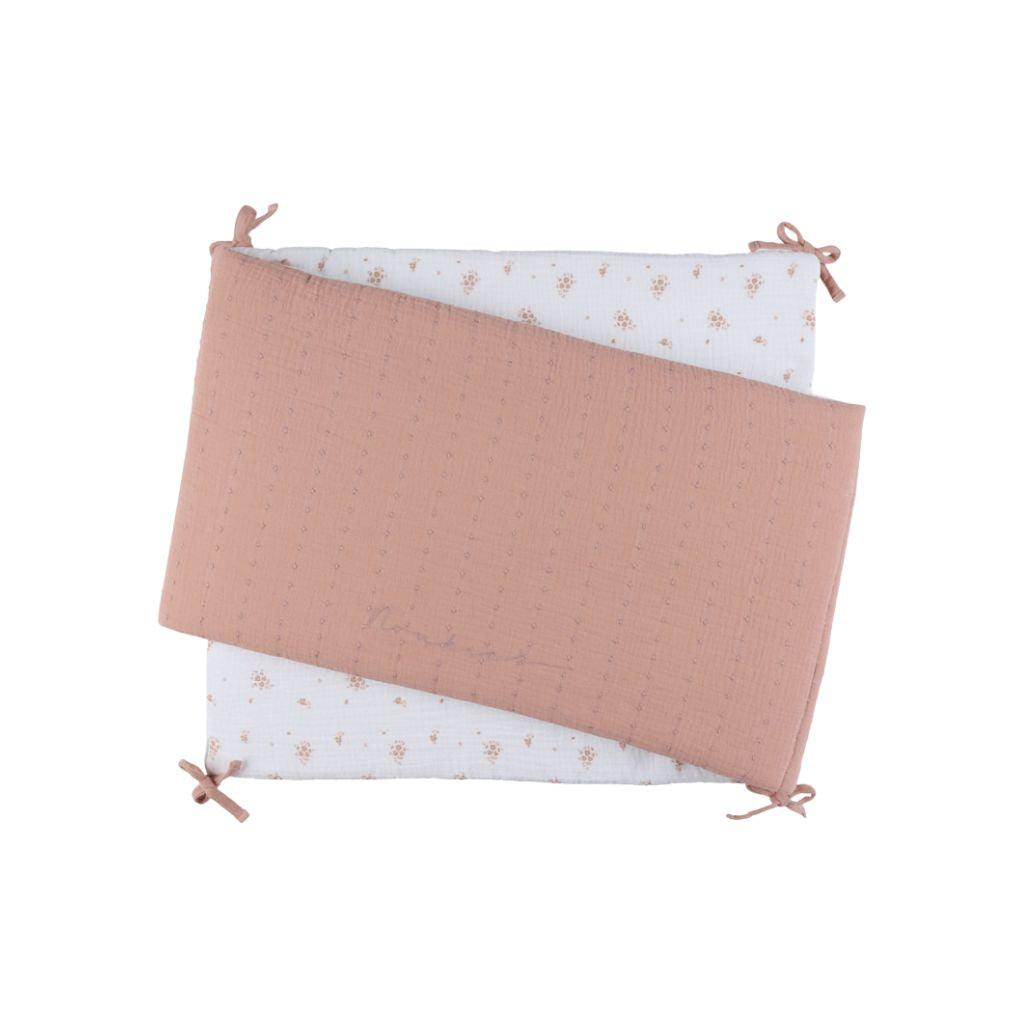 Noukie's Housse de couette Bio Mousseline Vintage Flowers Rose, Blanc