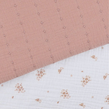 Noukie's Housse de couette Bio Mousseline Vintage Flowers Rose, Blanc