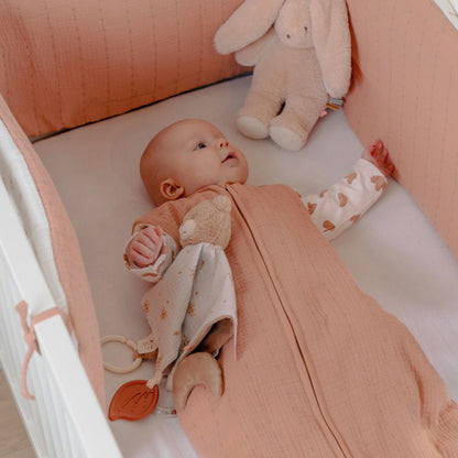 Noukie's Housse de couette Bio Mousseline Vintage Flowers Rose, Blanc