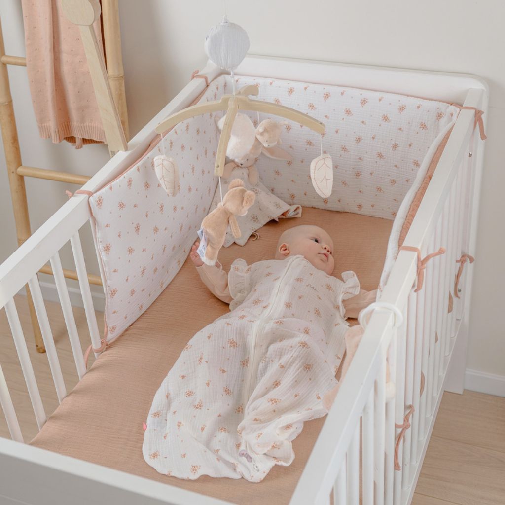 Noukie's Housse de couette Bio Mousseline Vintage Flowers Rose, Blanc