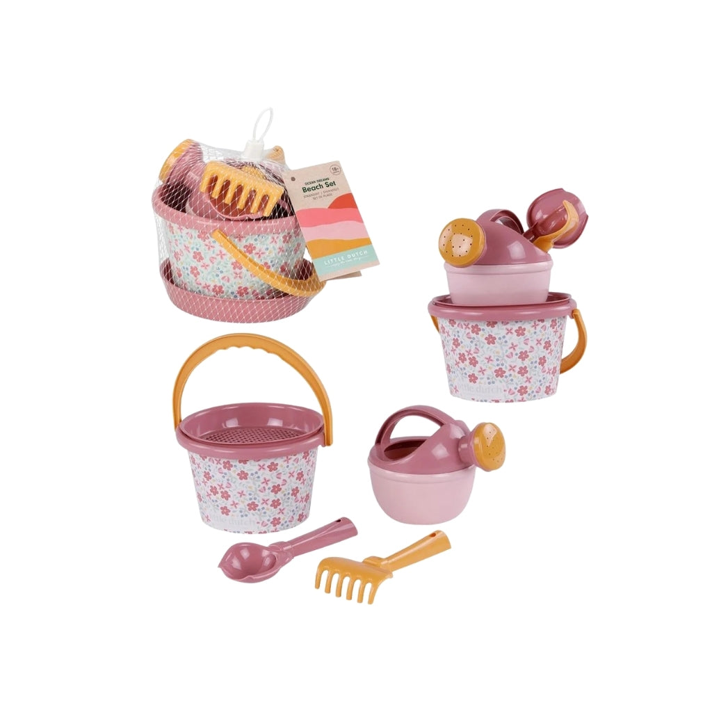 Little Dutch Set de plage Pink Flower Rose – 5 pièces