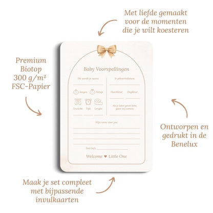 Studio Miron Cartes de prédictions bébé Boho Beige avec ourson NL – 10 pièces