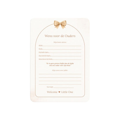 Studio Miron Carte à remplir vœux pour les parents Boho Beige avec ourson NL – 10 pièces