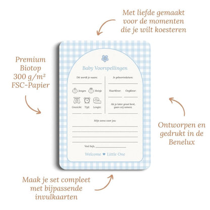 Studio Miron Cartes de prédictions pour bébé Vichy Bleu NL - 10 pièces