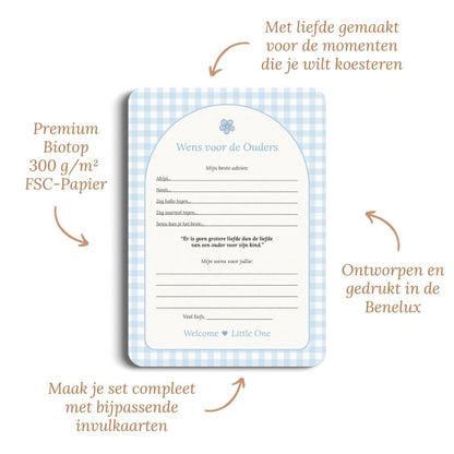 Studio Miron Cartes de vœux Vichy bleu NL – 10 pièces