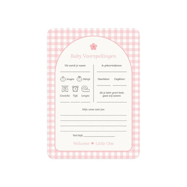 Studio Miron Invulkaart Baby Voorspellingen Gingham Roze – 10 stuks