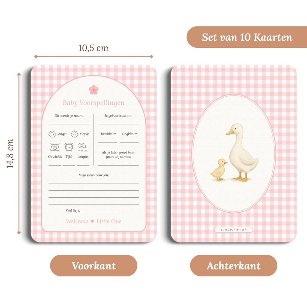 Studio Miron Cartes de prédictions pour bébé Vichy Rose NL - 10 pièces