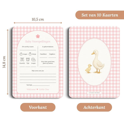 Studio Miron Cartes de prédictions pour bébé Vichy Rose NL - 10 pièces