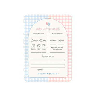 Studio Miron Invulkaart Baby Voorspellingen Gingham Roze/Blauw – 10 stuks