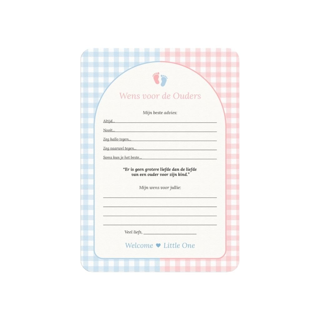 Studio Miron Cartes de vœux pour les parents Vichy Rose/Bleu NL – 10 pièces