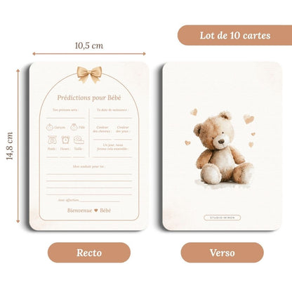Studio Miron Cartes de prédictions bébé Boho Beige avec ourson – 10 pièces