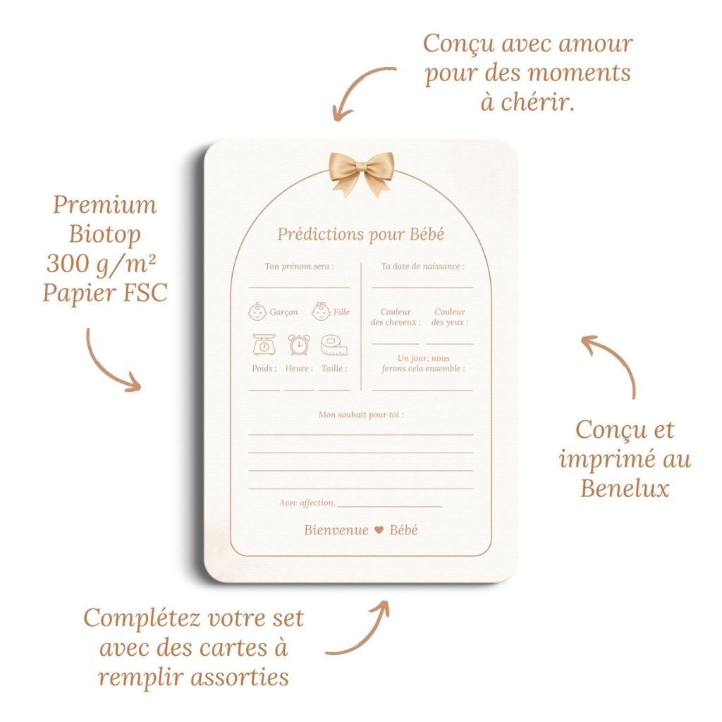 Studio Miron Cartes de prédictions bébé Boho Beige avec ourson – 10 pièces