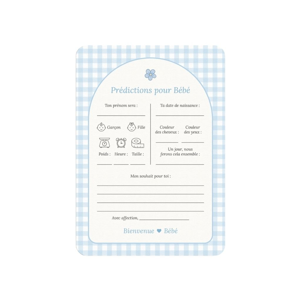 Studio Miron Cartes de prédictions pour bébé Vichy Bleu FR - 10 pièces