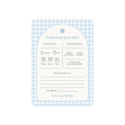 Studio Miron Cartes de prédictions pour bébé Vichy Bleu FR - 10 pièces