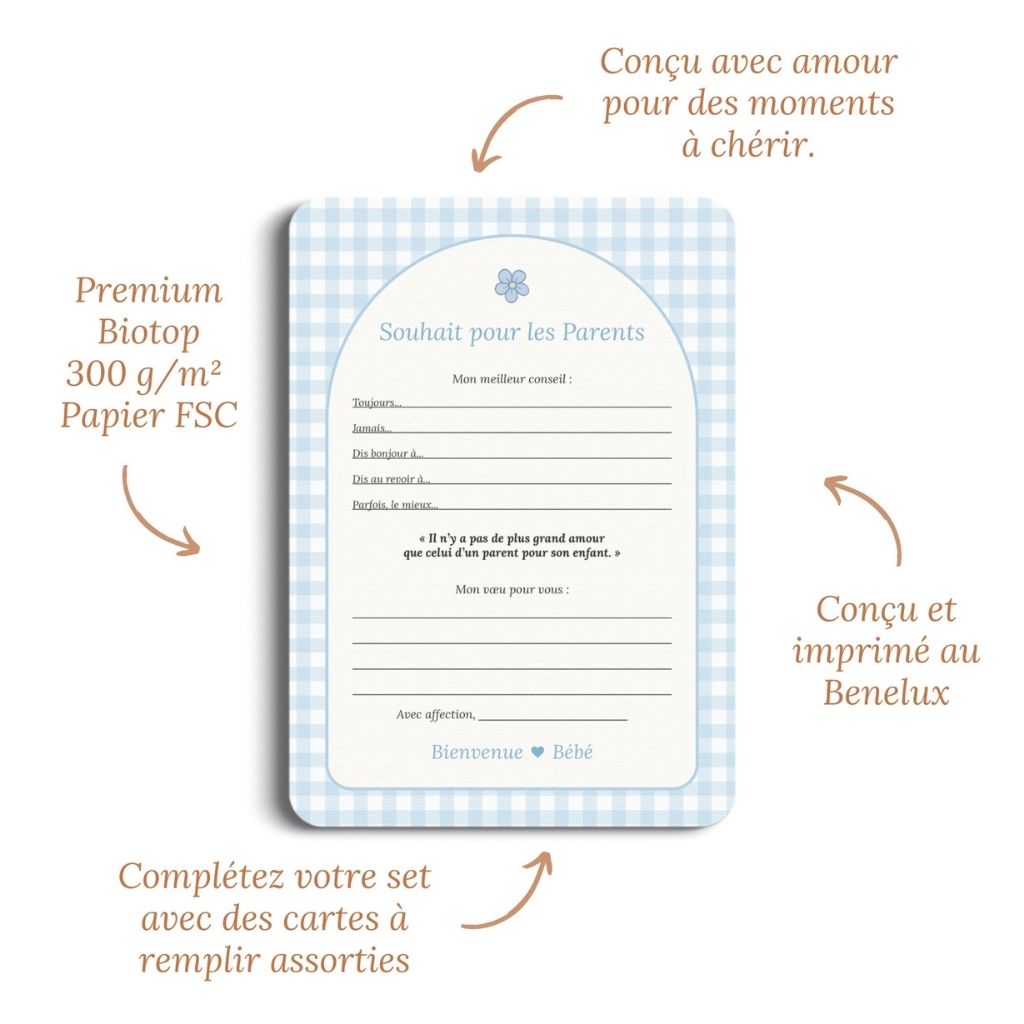 Studio Miron Cartes de vœux Vichy Bleu – 10 pièces