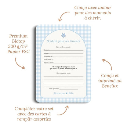 Studio Miron Cartes de vœux Vichy Bleu – 10 pièces