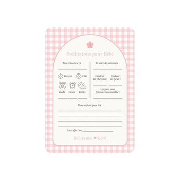 Studio Miron Invulkaart Baby Voorspellingen Gingham Roze FR – 10 stuks