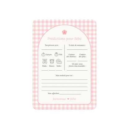 Studio Miron Invulkaart Baby Voorspellingen Gingham Roze FR – 10 stuks
